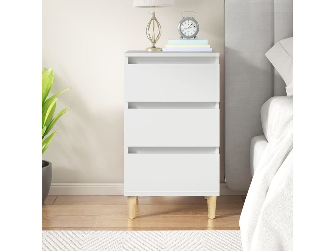 Vidaxl Mesa De Cabeceira 40x35x70 Cm Derivados De Madeira Branco