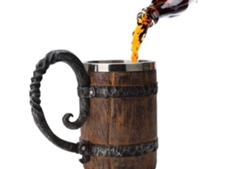 Caneca de Cerveja, Aço Inoxidável Imitando Madeira AQUAFORGE