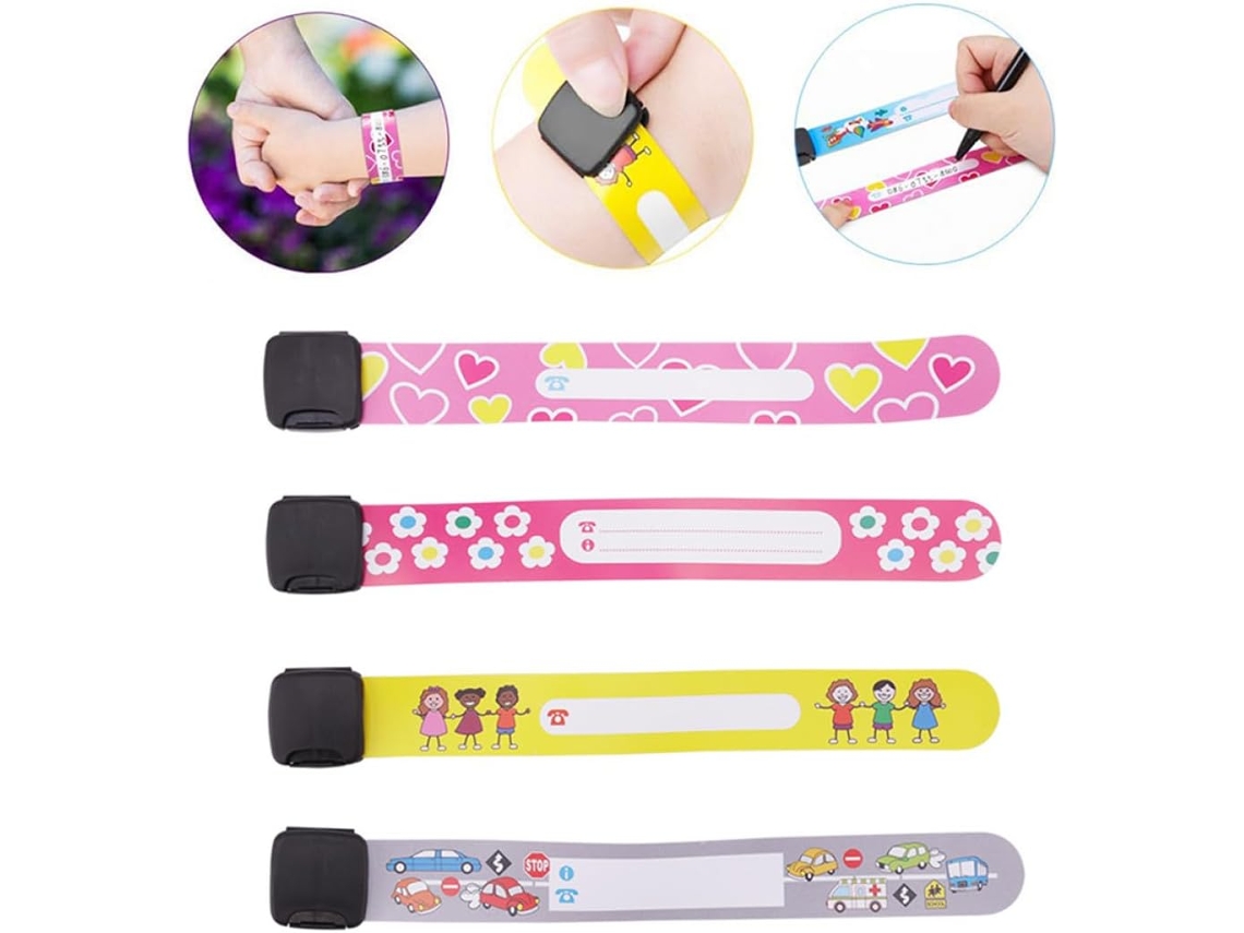 Pulseira Anti Perda Nuobesty Em Pvc Para Meninos E Meninas, Ajustável E Com Design Divertido, Pacote Com 16 Unidades