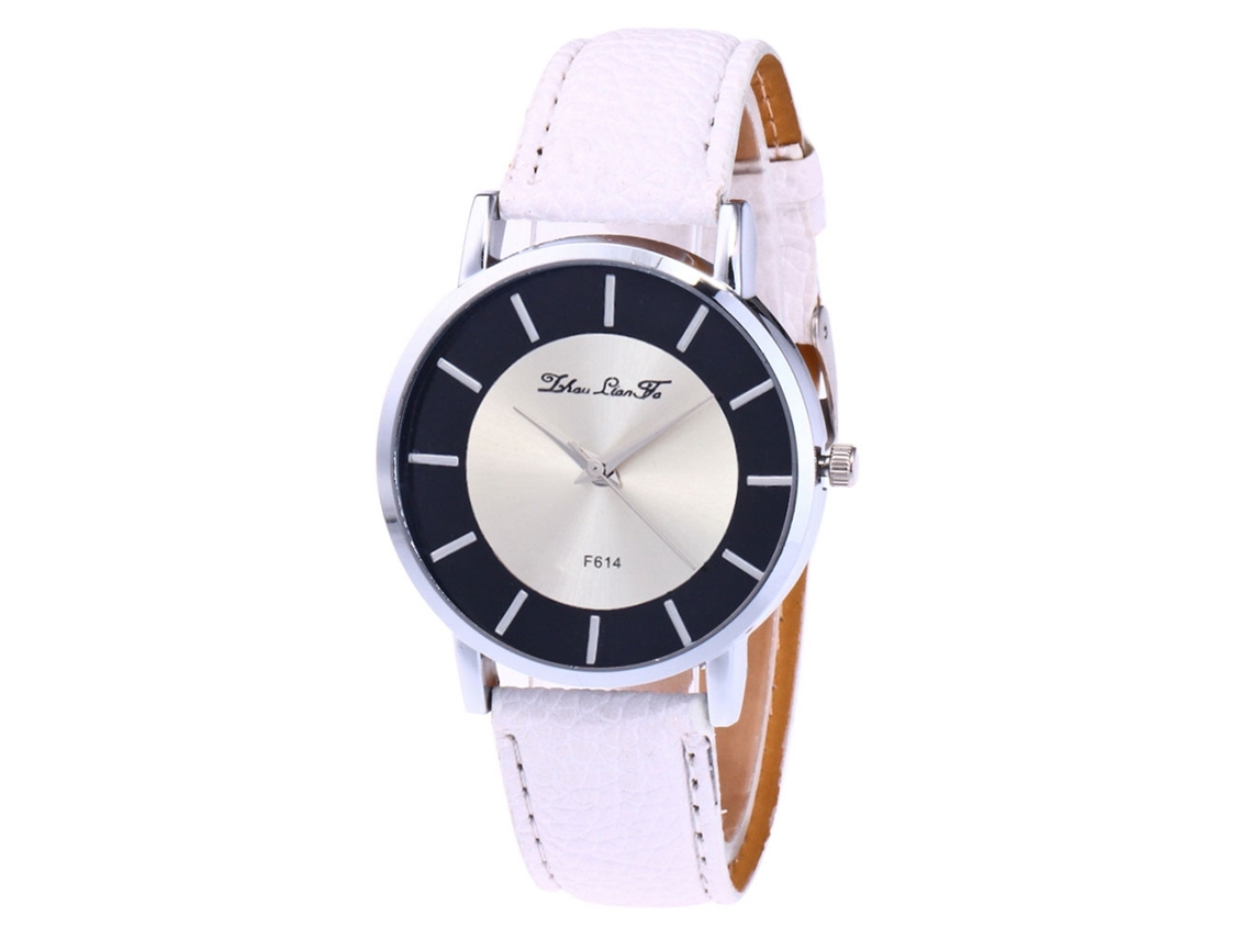 Relógio de Pulso Masculino de Quartzo com Pulseira Pu Estilo Moderno Branco