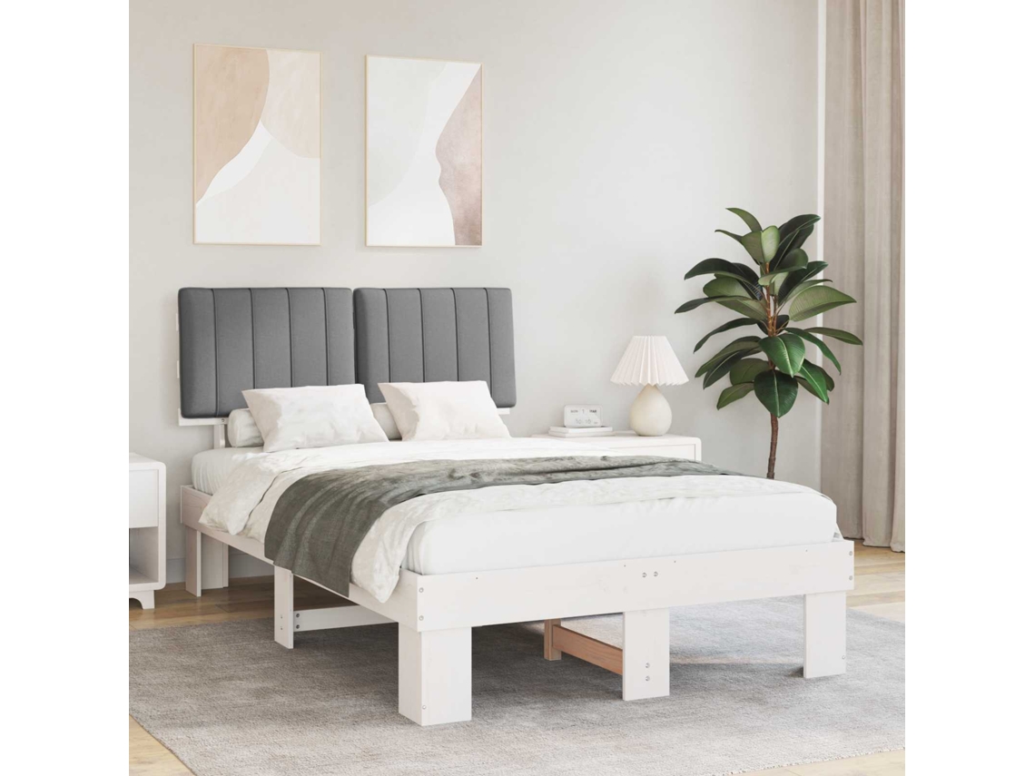 Vidaxl Estrutura De Cama Com Cabeceira Estofada Cinzento-claro