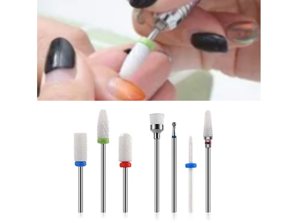 Bits De Broca Cerâmicas Para Unhas (conjunto De 7 Peças, Lixamento E Polimento) Eoocoo