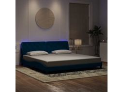 Vidaxl Estrutura De Cama Com Led Sem Colchão 200x200 Cm Veludo Azul