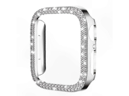 Capa De Policarbonato Vazada Com Diamantes Em Fileira Dupla Para Smartwatches.