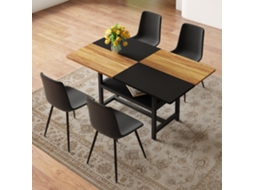 Conjunto de Sala de Jantar 160 cm Mesa Retangular com Função de Arrumação e 4 Cadeiras em PU Preto MOBRIO