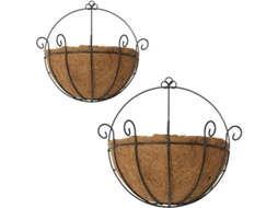 Conjunto de 2 Cestas de Flores de Ferro Forjado para Plantas Interiores ou Exteriores | S/MARCA