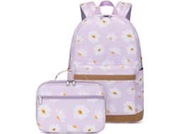 Mochila Escolar, Feminina, Estampa Floral, Roxa, Aulas