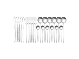 Kit De Talheres De Aço Inoxidável 24 Peças, Elegante, Durável, Anti-ferrugem, Para Casa, Festa E Restaurante Prata