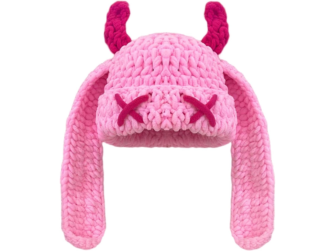 Gorro de Crochê Quente e Elástico com Chifres de Diabo, Ideal para Cosplay, Halloween, Natal e Fantasias. SFUSHOS