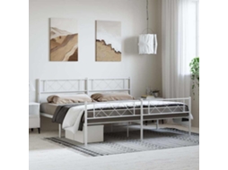 Estrutura De Cama Com Cabeceira E Pés 193x203 Cm Metal Branco