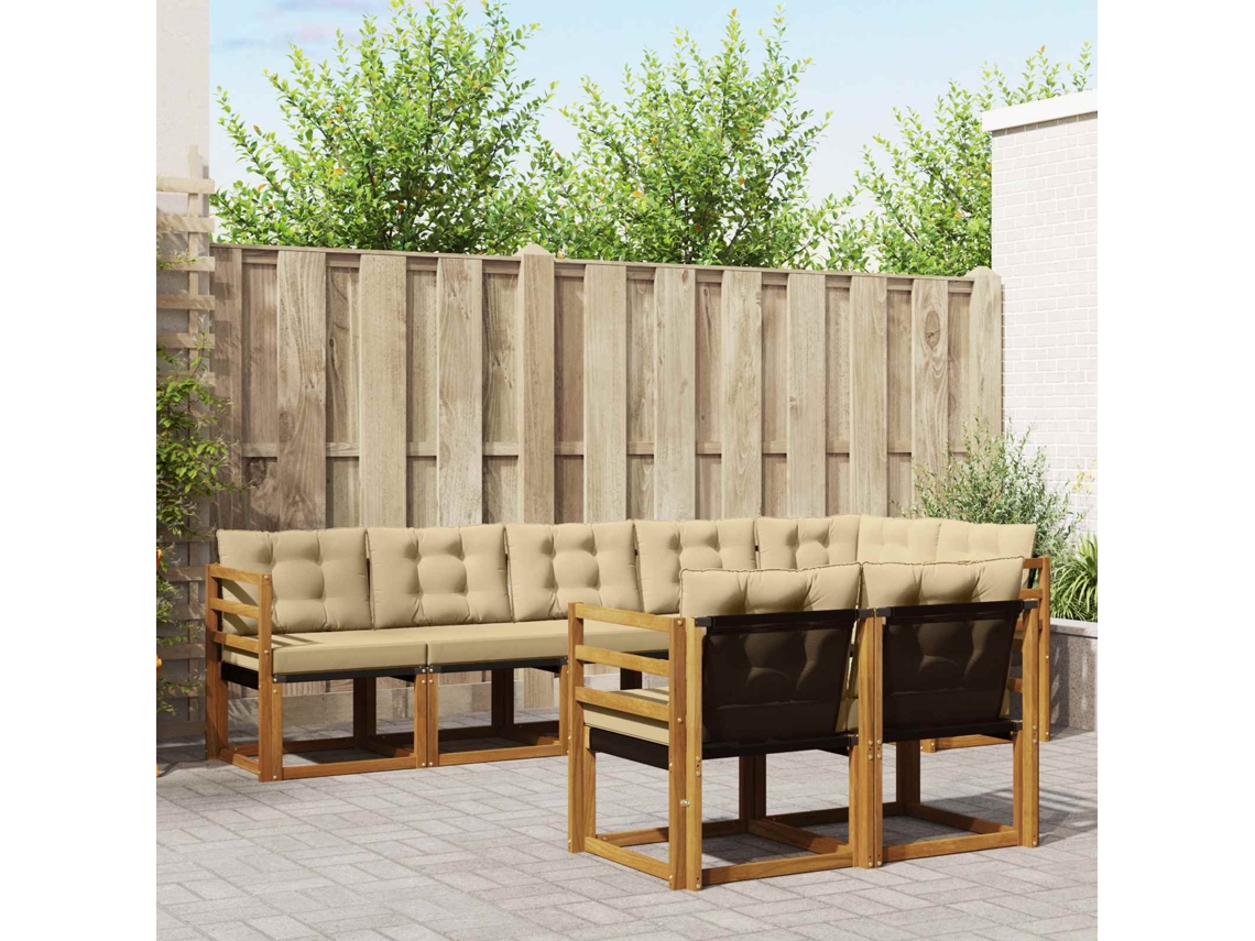 Vidaxl Conjunto De Sofás Para Exterior 8 Pcs Natural E Bege
