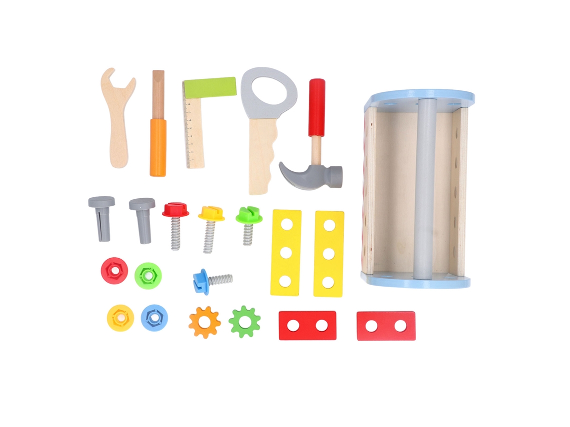 Mali conjunto de Ferramentas de Madeira para Crianças com Cesto Diy Educativo Brinquedo de Montagem