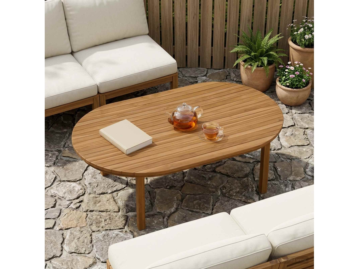Vidaxl Tampo De Mesa 120 X 70 X 3,5 Cm Oval Madeira De Teca Sólida