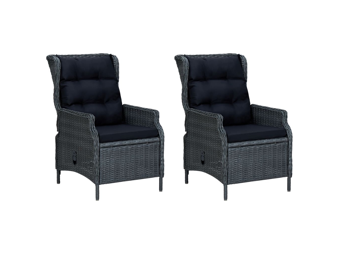 Maison Exclusive - 9 Pcs Conj. Jantar Exterior C/ Almofadões Vime Pe Cinza-escuro