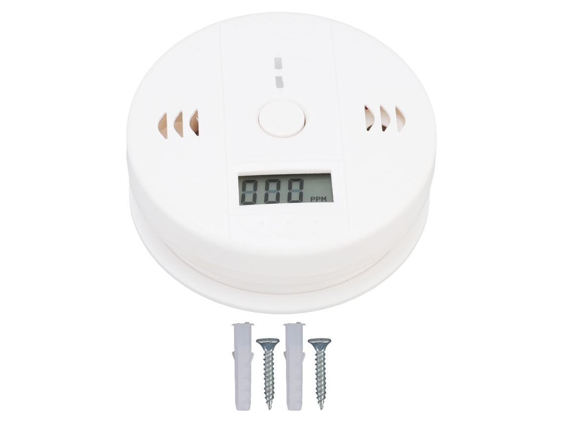 Detector de Monóxido de Carbono com sensor eletroquímico, exibição de concentração e alarme sonoro 85db | S/MARCA