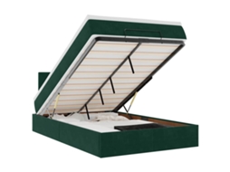 Estrutura de Cama Otomana com Colchão Veludo Verde Escuro MAISON EXCLUSIVE