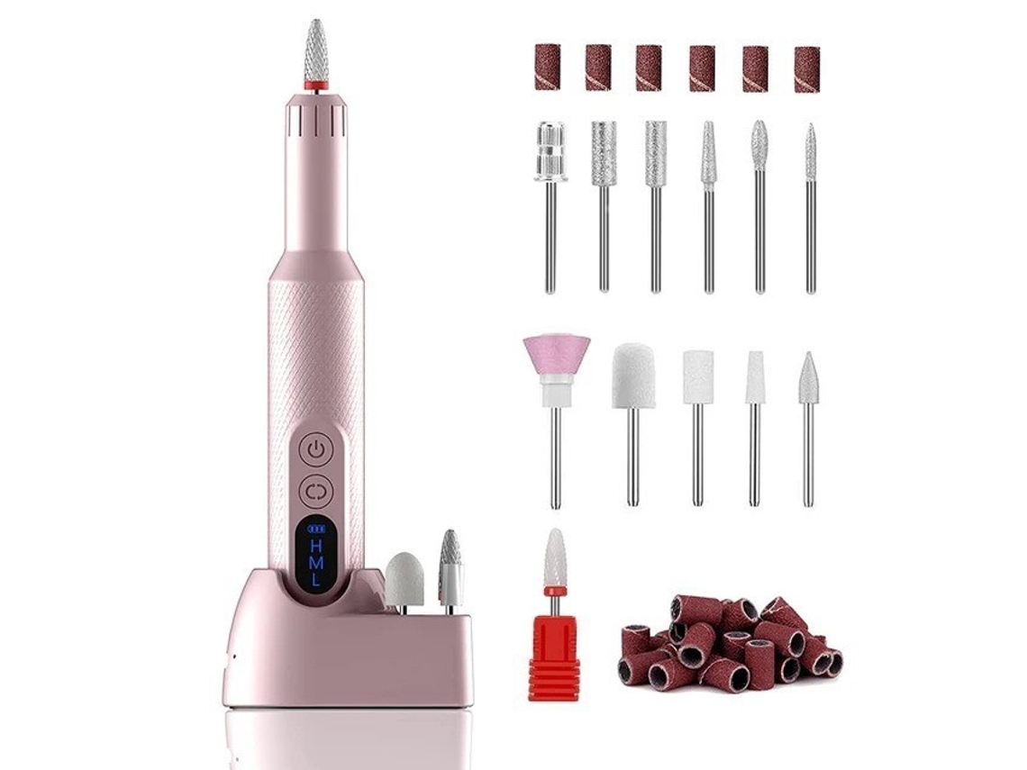 Lixa De Unha Elétrica, Máquina De Lixar Unha Sem Fio Com 12 Limas De Unha, Kit De Lixa De Unha Portátil Com Base De Carregamento Sem Fio Brilvibera