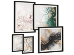 Conjunto De Pinturas Acentos Florais Abstração Elegância Espelharte (5 Peças)