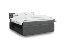 Vidaxl Cama Com Molas/colchão 200x200 Cm Tecido Cinzento-escuro