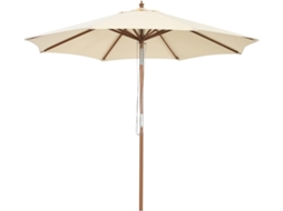 Guarda-Sol de Exterior 2.7M Guarda-Sol de Madeira com Armação de Polia com 8 Varetas para Jardim 2.7M COSTWAY