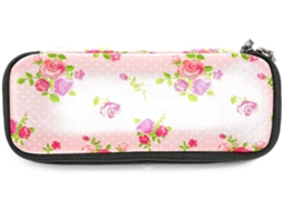 Estojo Grande Com Design Retrô De Rosas E Flores, Organizador De Maquiagem, Ideal Escola, Escritório, Adultos