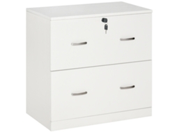 Cômoda Escritório de com 2 Gavetas para Pendurar Pastas com Fechadura e 2 Chaves 77x42x72 Cm Branco