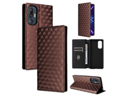 Capa De Celular De Couro Com Textura De Grade Cúbica