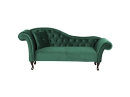 Chaise Longue À Esquerda BELIANI Lattes de Veludo Verde Escuro 188x59x87
