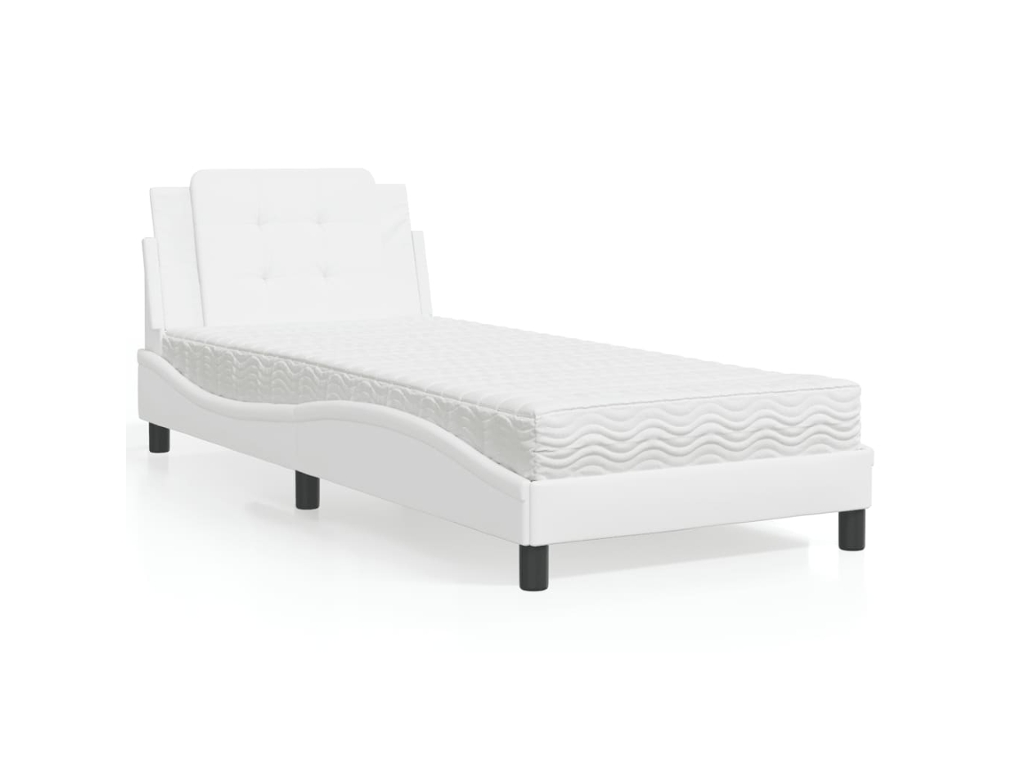 Vidaxl Estrutura De Cama Sem Colchão Zadar 80x200 Cm Couro Artificial Branco