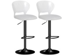 Conjunto De 2 Bancos Altos De Cozinha Giratórios A 360° Reguláveis Em Altura De 84-105 Cm 40,5x43x84-105 Branco