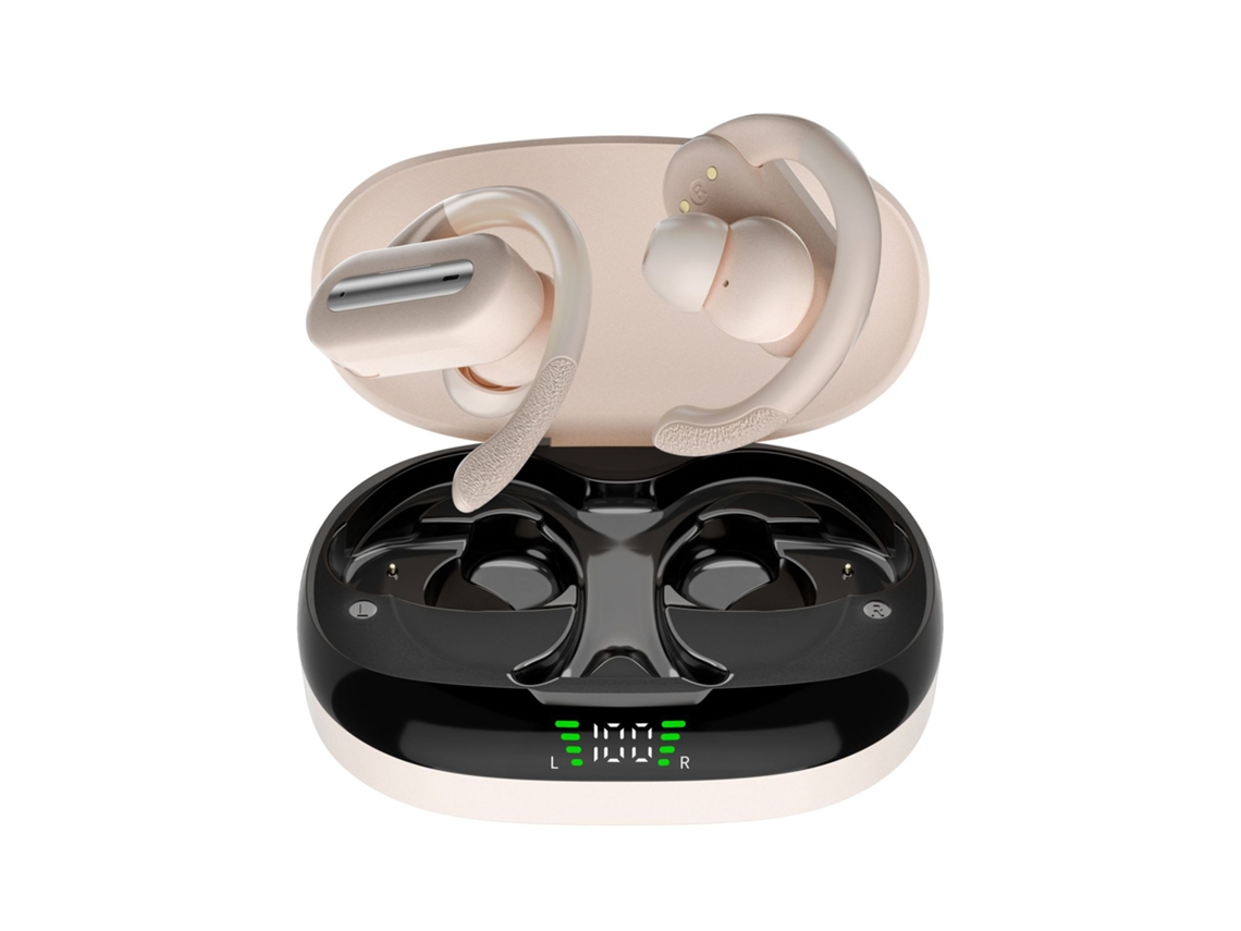 Fones de Ouvido Bluetooth Sem Fio com Gancho de Ouvido de Qualidade Premium Graves Profundos Ipx5 À Prova D'água JIAPEI (bege)