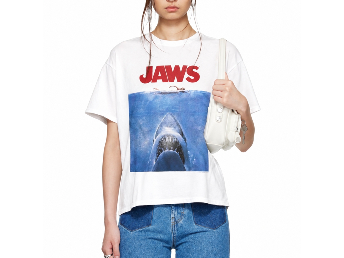 Rockinstone Jaws Movie Poster Blue White Adult T-shirt Size:xl