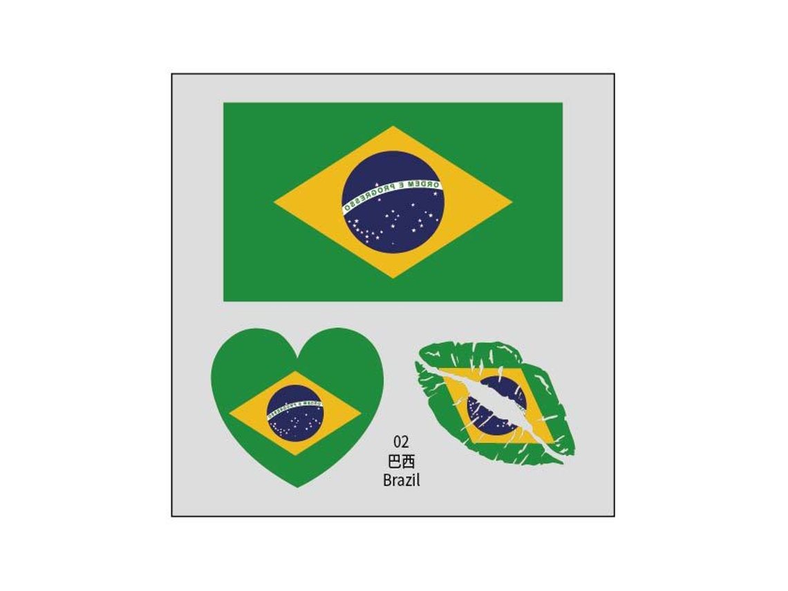 (brasil) 50 Tatuagens Temporárias Da Bandeira Brasileira, Adesivos Faciais De Transferência Por Água