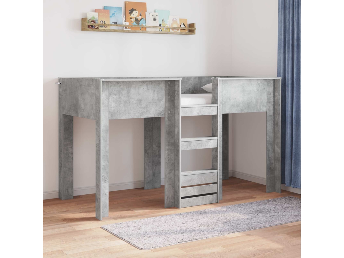 Vidaxl Beliche Para Crianças Cinzento 75 X 190 Cm Derivados De Madeira