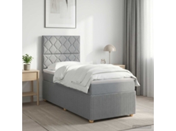 Vidaxl Cama Box Spring Com Colchão Cinzento-claro 100 X 200 Cm Tecido