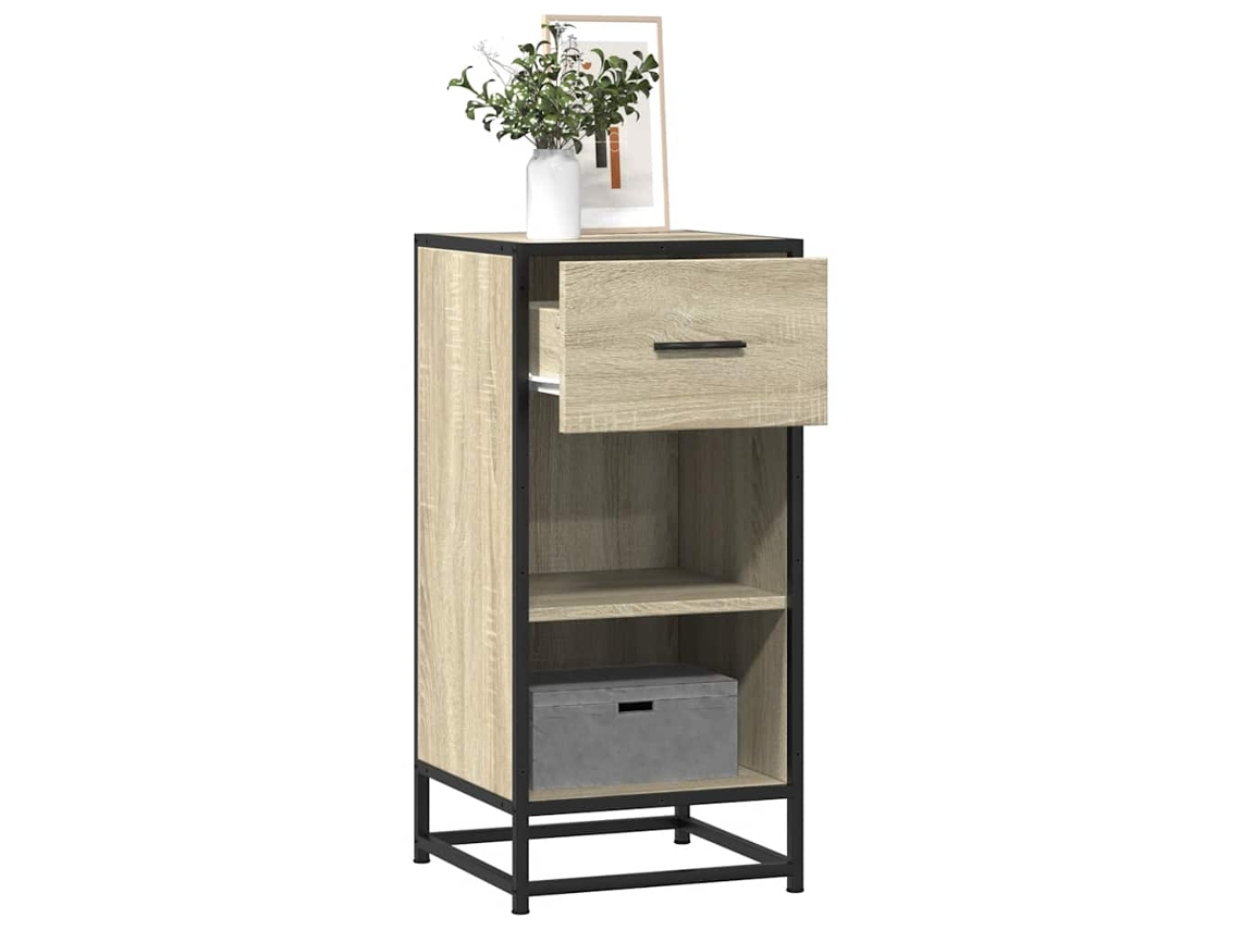 Vidaxl Aparador 35,5x35x76 Cm Deriv. De Madeira/metal Carvalho Sonoma