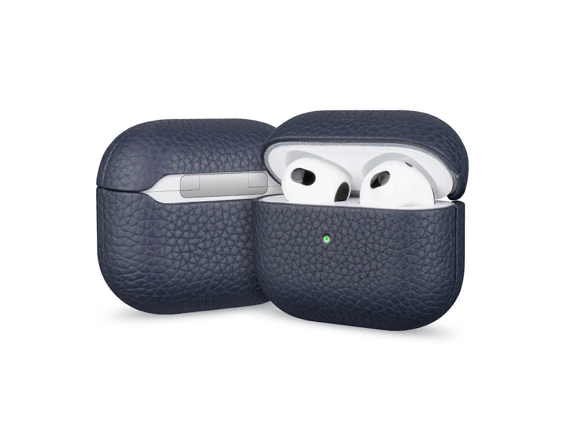 Capa Protetora Para Fones De Ouvido Airpods 3 Em Couro Granulado Cor Lichia.