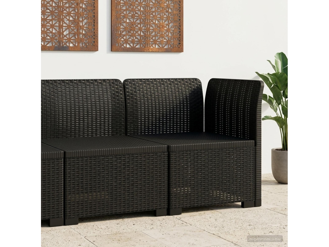 Vidaxl Sofá De Jardim 1 Lugar Look Rattan Pp Antracite
