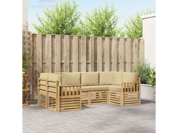 Vidaxl Conjunto De Sofás Para Exterior 5 Pcs Branco E Bege