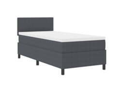 Cama Box Spring Com Colchão Cinza Escuro Tecido De Veludo Cotelê Vidaxl Grey Fabric (100x200 Cm)