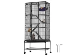 VEVOR 69 Polegada Gaiola de Metal para Animais Pequenos Gaiola para Furões Rolantes de 4 Camadas com Bandeja e 3 Rampas