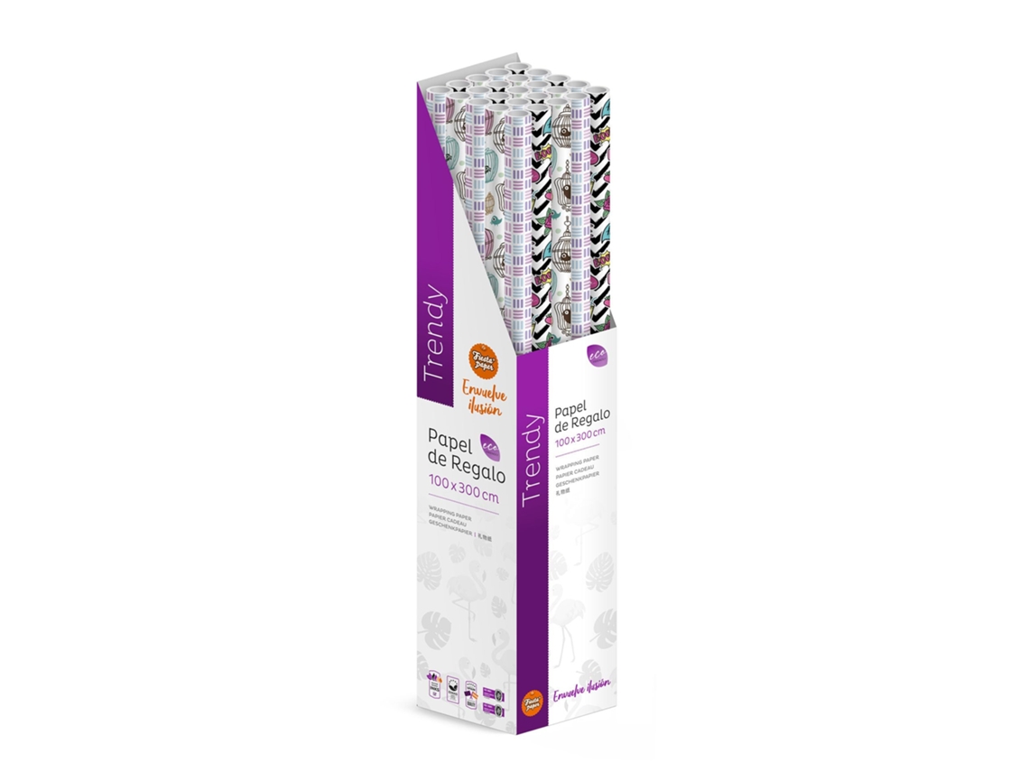 Pacote 25 Rolos Papel Presente Trendy 3m X 1m Moderno Resistente - Fp Party Paper