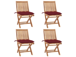Conjunto 1 Cadeira Dobrável Vidaxl Vermelho Madeira (46.5 X 58 X 88 Cm)
