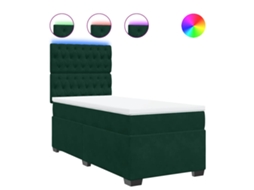Cama com Molas/colchão 100x200 Cm Veludo Verde escuro MAISON EXCLUSIVE