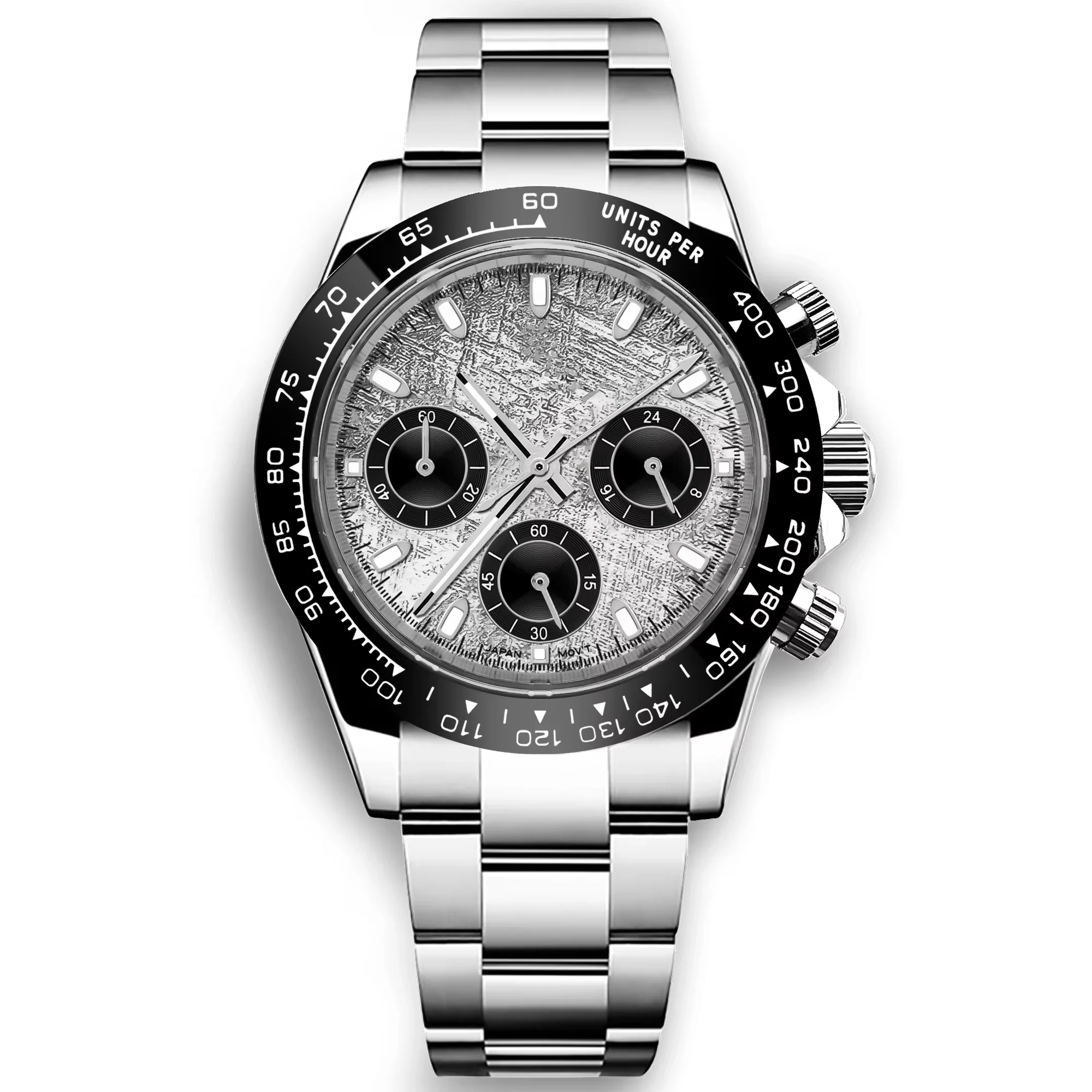 Relógio Masculino De Quartzo De 39 Mm (preto/prateado), Modelo Esportivo Com Cristal De Safira.