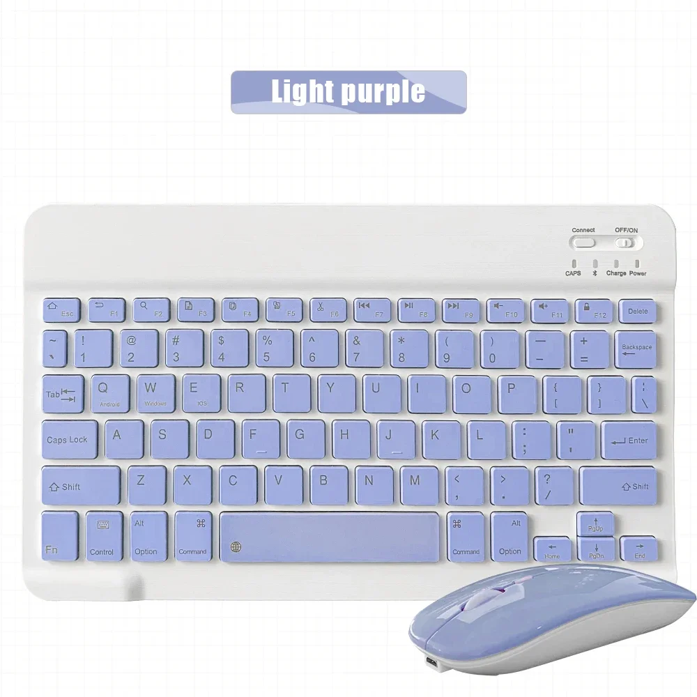 Conjunto de Teclado Sem Fio Roxo de 10 Polegadas para Dispositivos Ios e Android MDUG (francês e Inglês)