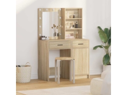 Vidaxl Conjunto De Mesa De Maquiagem Com Led 2 Unid. Carvalho Sonoma