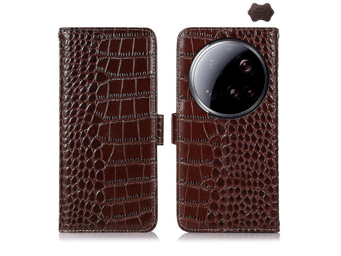 Capa De Celular Xiaomi 15 Ultra Com Acabamento Em Couro De Crocodilo E Camada Superior Em Couro Bovino
