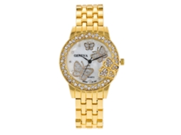 Relógio de Pulso Analógico com Pulseira de Aço Quartzo Fashion Ouro Prata Rosa