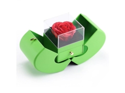 Caixa de joias em formato de maçã, modelo 2026, com flor eterna, ideal para presente de Natal, aniversário ou Dia dos Namorados. Dimensões: 130x90x125mm. Cor: Verde. Sem joias.